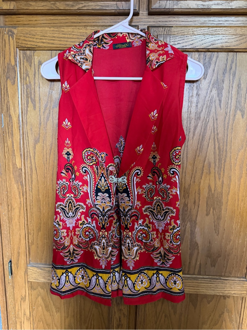 Paisley Print Red Sleeveless Vest Top